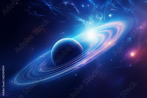 A Giant Ringed Planet A Muralistic Abstract Space Illustration Background AI Generated