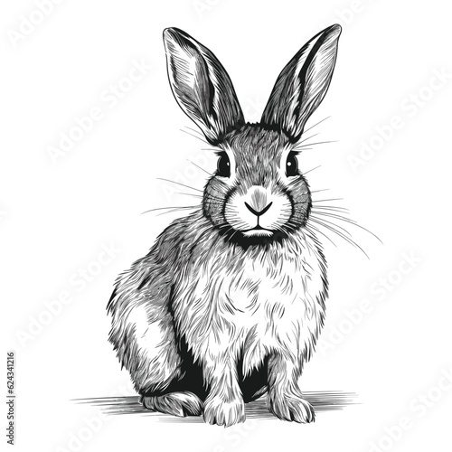 Hand drawn rabbit in engraving style vector illustration
