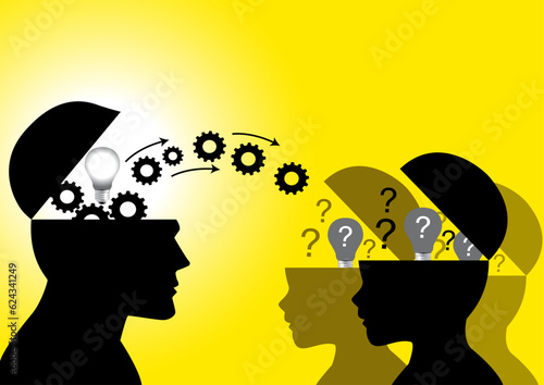 Knowledge or ideas transfer between a teacher to young children, transferring knowledge, teaching, education, learning concept