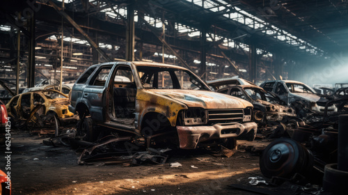 junkyard of rusty old cars