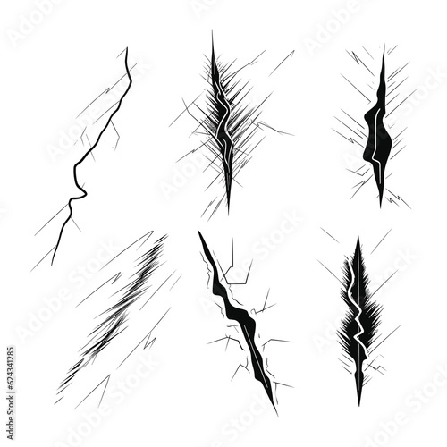 Set of hand drawn vector doodle electric lightning illustration