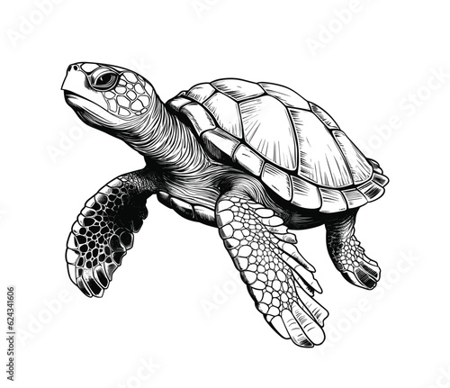 Hand drawn turtle vector illustration
