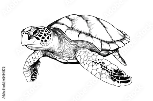 Hand drawn turtle vector illustration