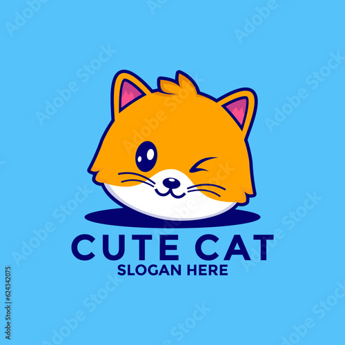 Cat cartoon vector icon, Cute and happy cat vector illustration isolated