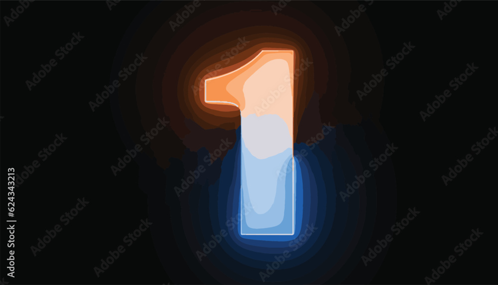 Bright number one, number 1, the best digital symbol, Alphabet made from Glowing Light. Neon light 3d alphabet character, 3d rendering, Education concept Bright number one, number 1, the best digital symbol, Alphabet made from Glowing Light. Neon light 3d alphabet character, 3d rendering, Education concept