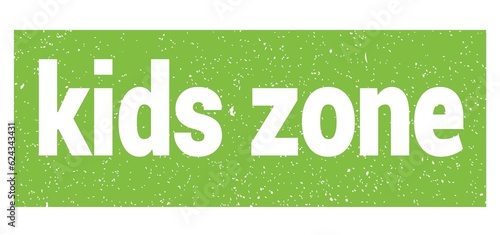 kids zone text written on green stamp sign.