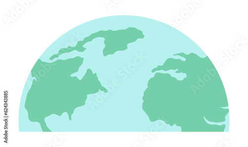 Half of earth planet semi flat colour vector object. Around the world, Worldwide. Editable cartoon clip art icon on white background. Simple spot illustration for web graphic design