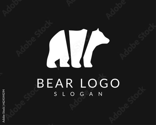 Black and White Minimal bear Logo vector illustration design for company