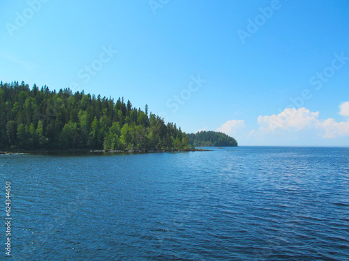 Nature of Ladoga lake and Valaam Island. Landscape of Russian Northern region of Russia - Republic of Karelia.