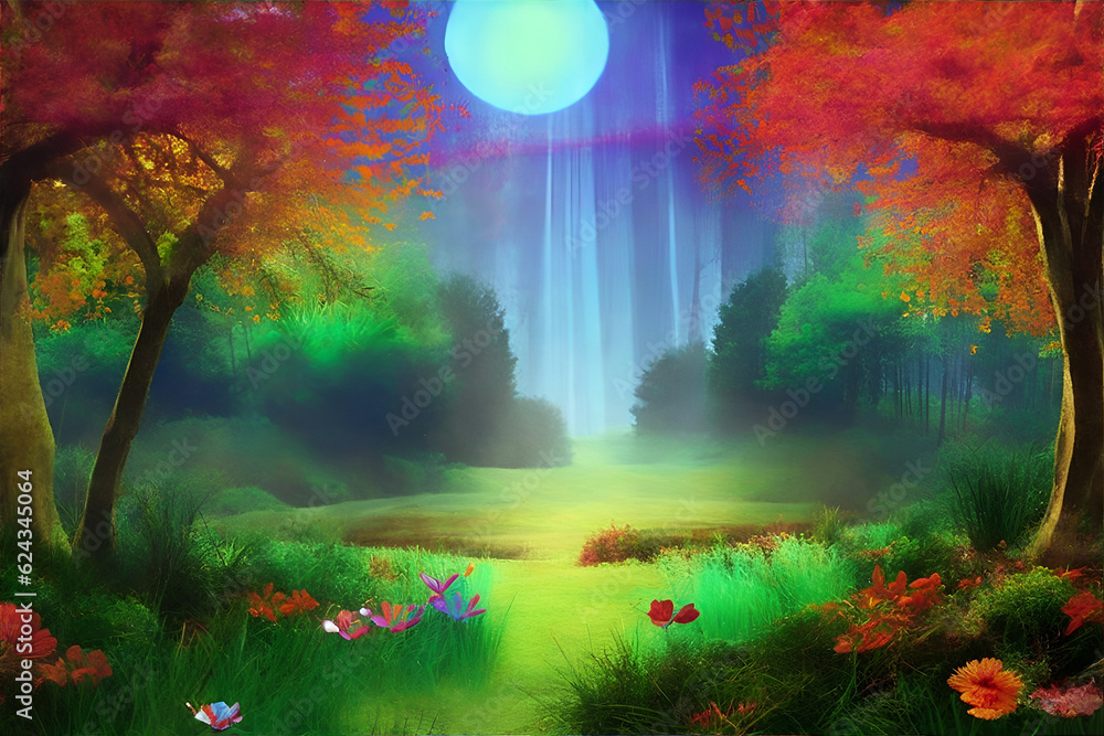 Morning forest. AI generated illustration