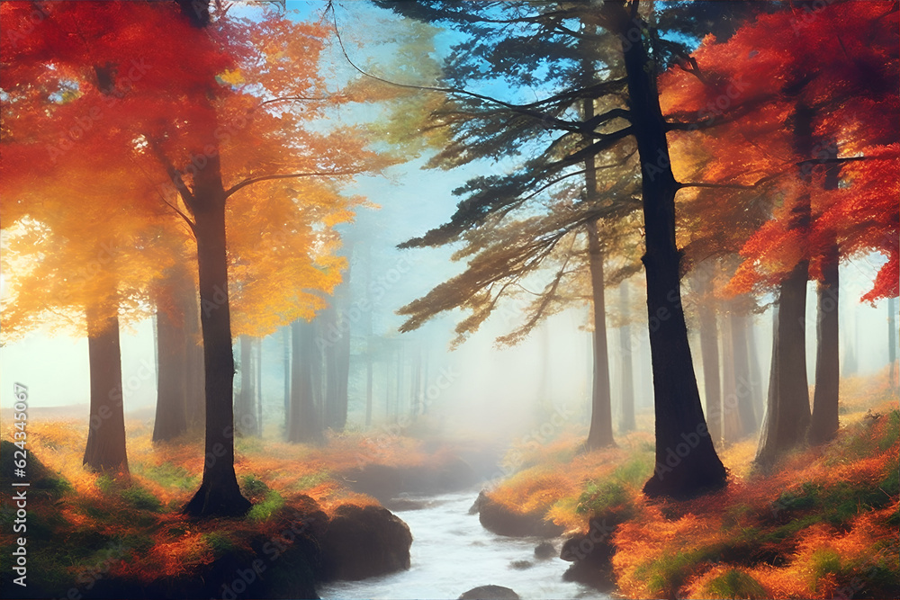Morning forest. AI generated illustration