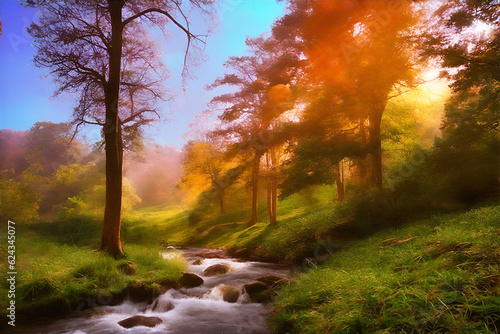 Morning forest. AI generated illustration