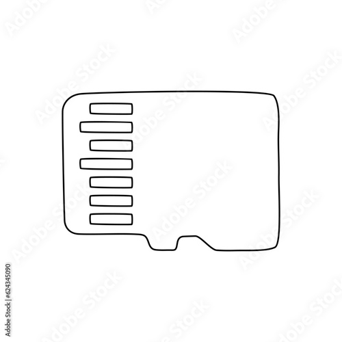Memory card storage in doodle vector style, sd card