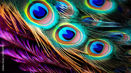 Close up of peacock feather detail