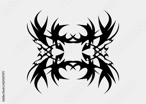 Tribal symmetrical art of spooky monster characters