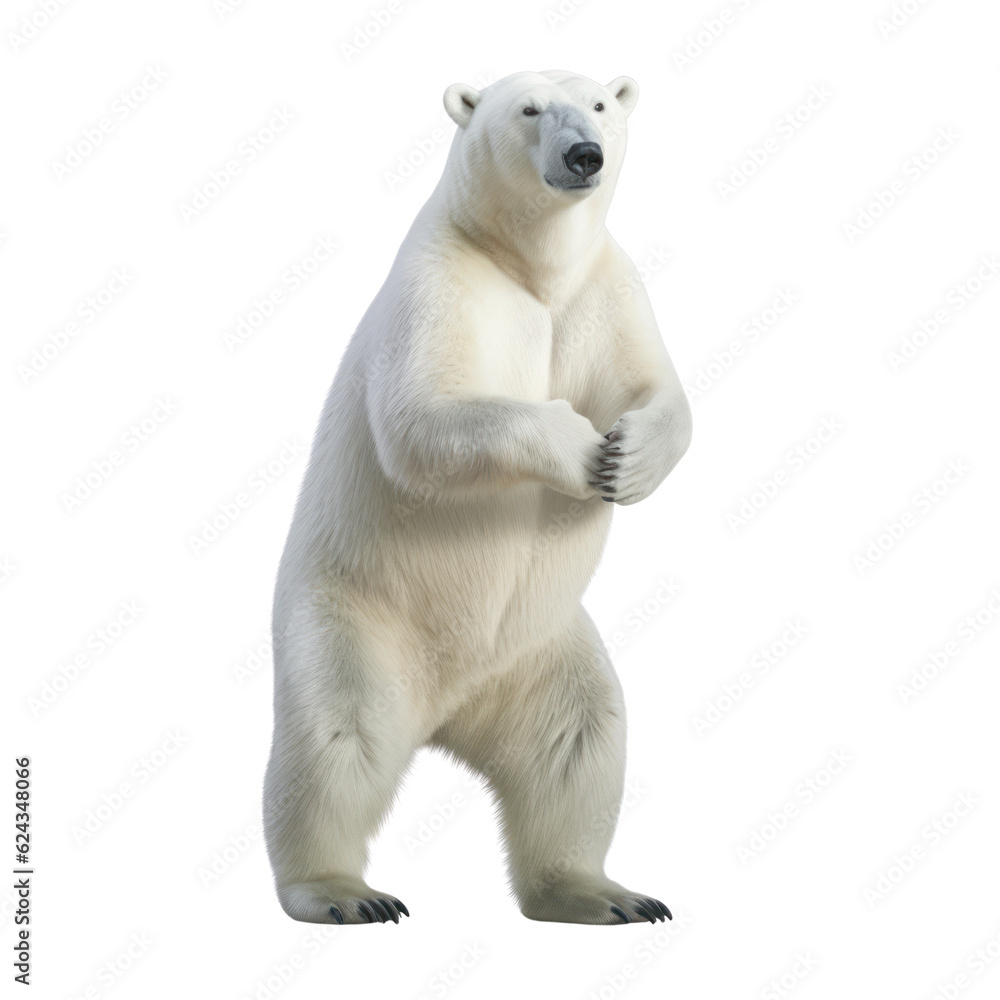 Fototapeta premium Big polar white bear on a clean transparent background. Generative AI