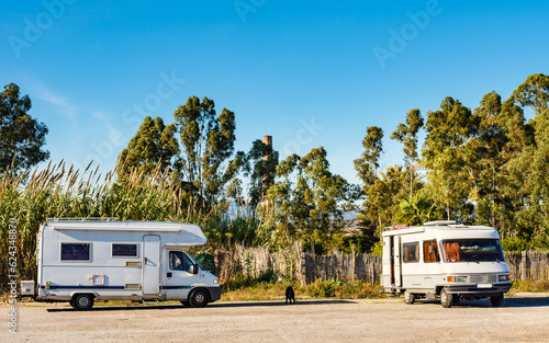 Campers rv on beach