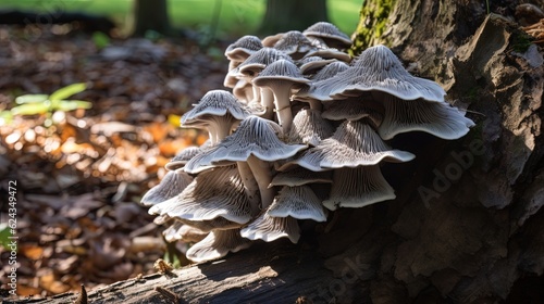 group of mushroom grown under tree, Generative Ai