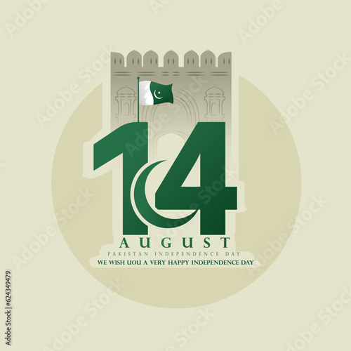 pakistan independence day illustration with white background.