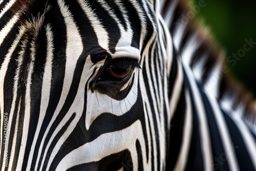 Close up of the eye of an African zebra. Generative AI