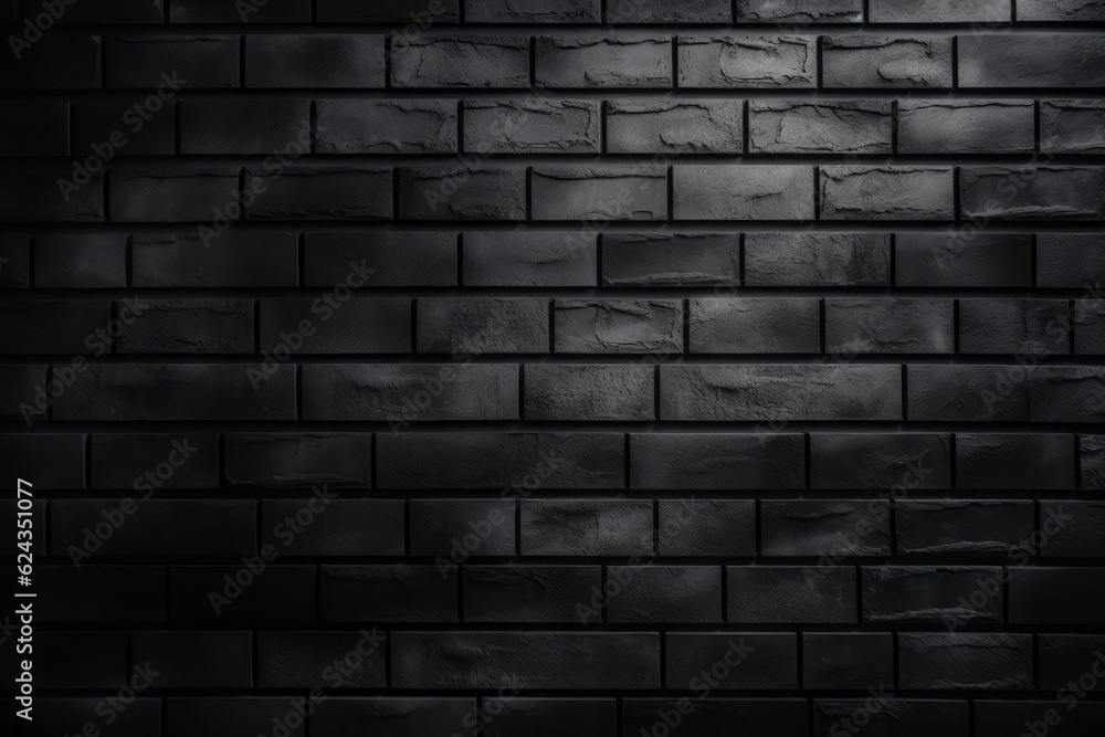 Black brick wall texture. Generative AI