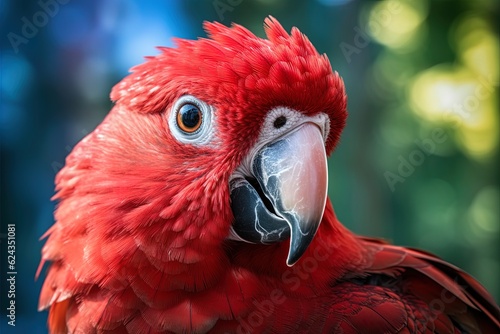 Close up of a red scarlet macaw parrot. Generative Ai © HC FOTOSTUDIO
