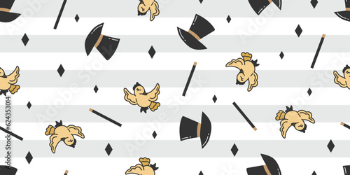 Bird magic jugglery doodle pattern