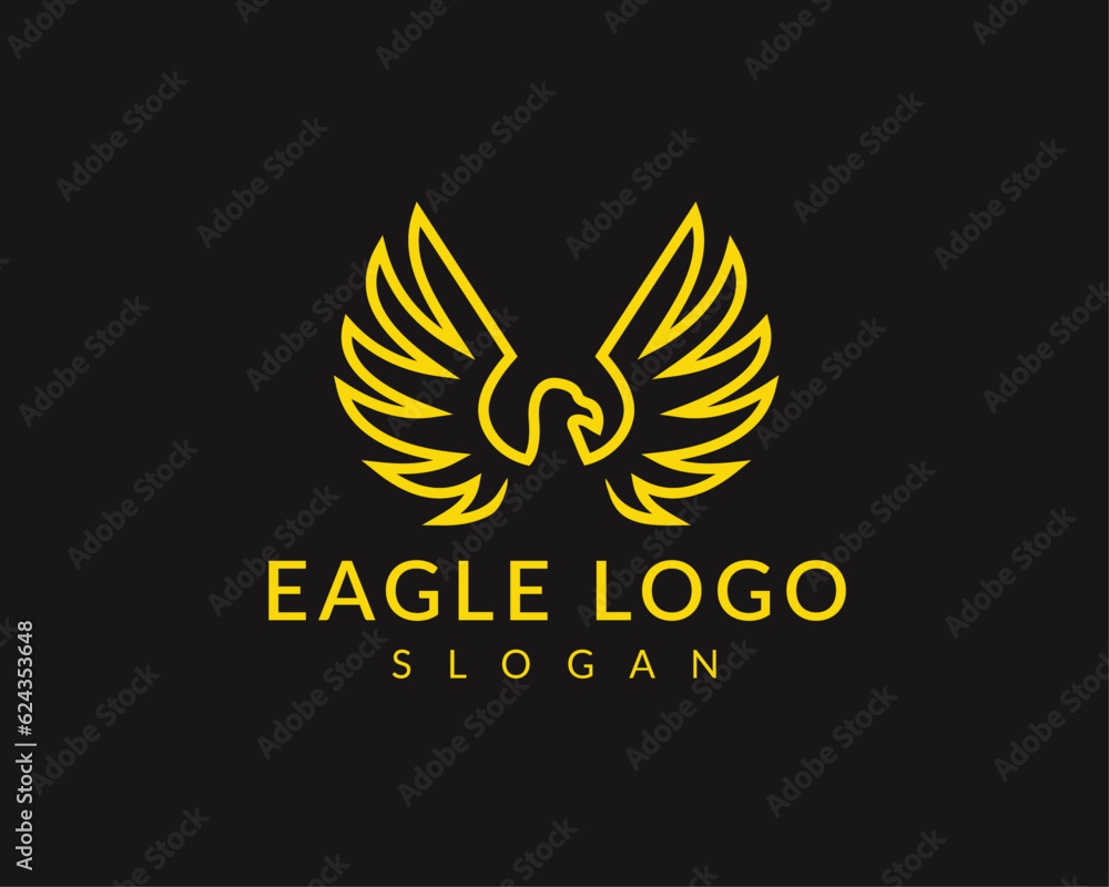 Yellow Wings of Excellence Striking Eagle Logos for Your Brand
