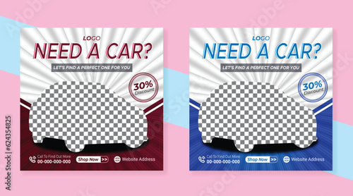 Car Rental Social Media Post Banner Template Design .