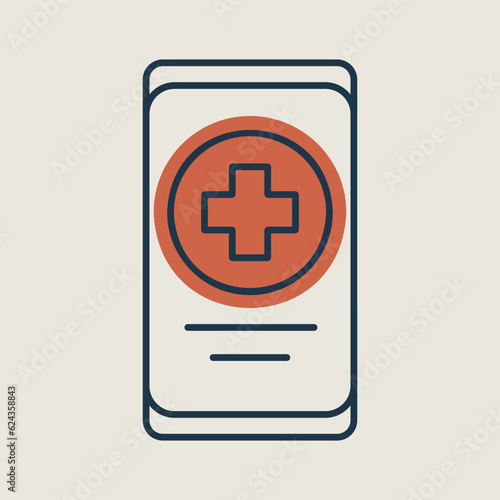 Smartphone with medical cross vector icon