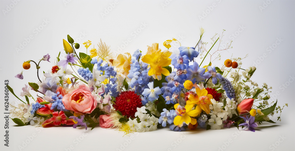Colorful bouquets, freshness of flowers, for art decoration Used to decorate. Generative AI.