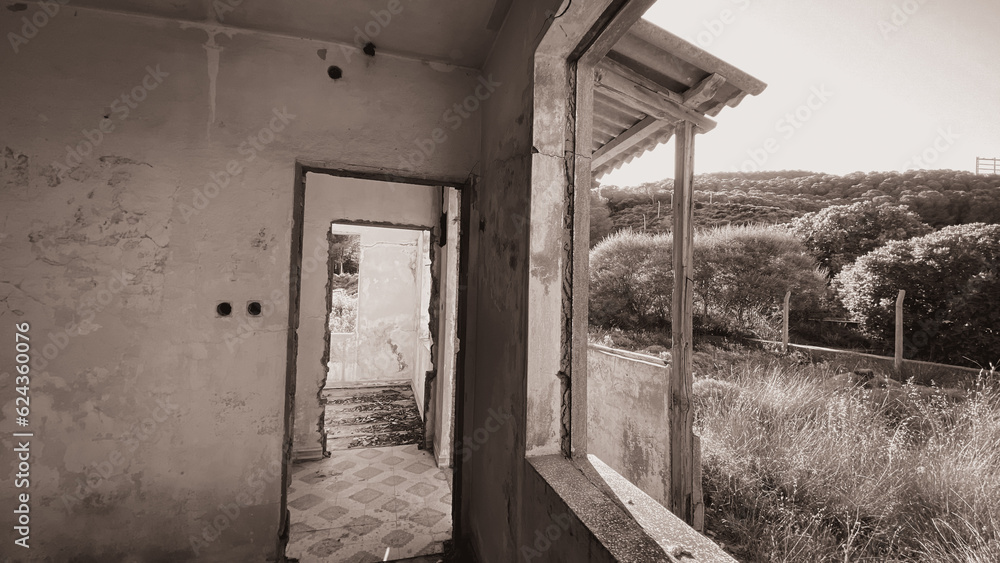 Old abandoned building with pink oleander flowers. details of an abandoned summer house Old abandoned building with pink oleander flowers. details of an abandoned summer house