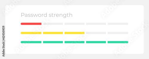 Password strength indicator UI element template. Editable isolated vector dashboard component. Flat user interface. Visual data presentation. Web design widget for mobile application with light theme