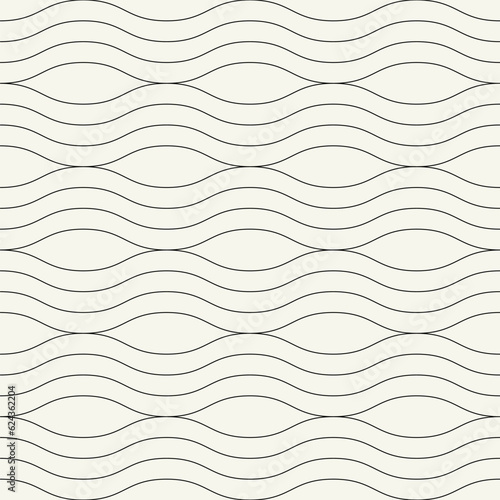 Vector seamless pattern. Contemporary stylish texture. Geometric striped ornament. Monochrome thin waves.