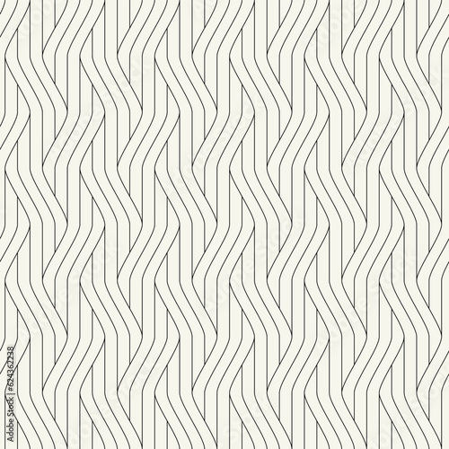 Vector seamless pattern. Line art geometric waves. Endless stylish texture. Ripple thin monochrome background. Linear weaved grid. Elegant interlaced swatch.	