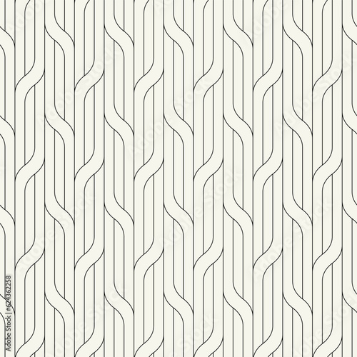 Vector seamless pattern. Line art geometric waves. Endless stylish texture. Ripple thin monochrome background. Linear weaved grid. Elegant interlaced swatch.	