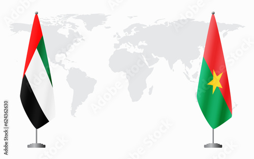 United Arab Emirates and Burkina Faso flags for official meeting
