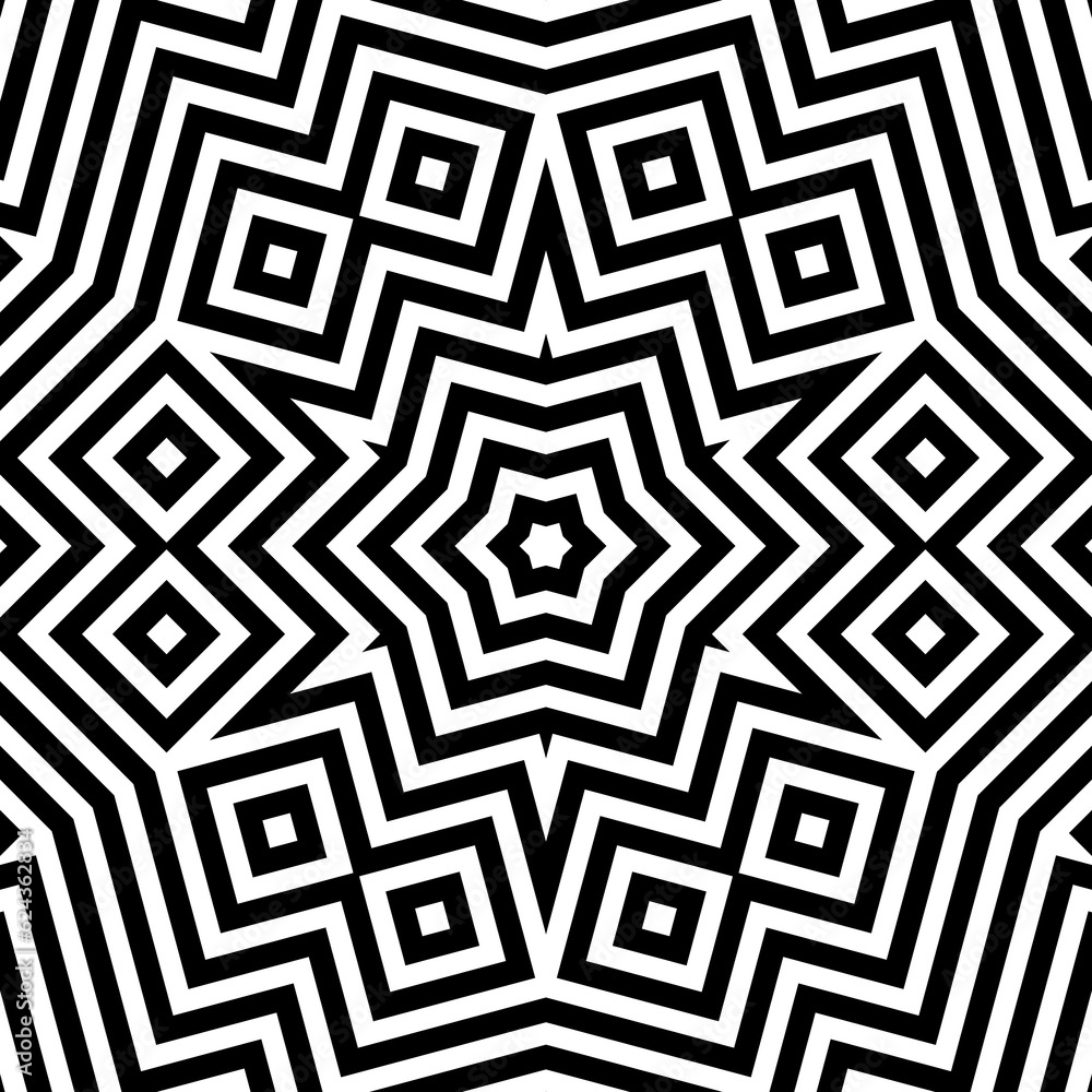 black and white tile flower pattern