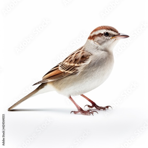 Chipping sparrow bird isolated on white. Generative AI