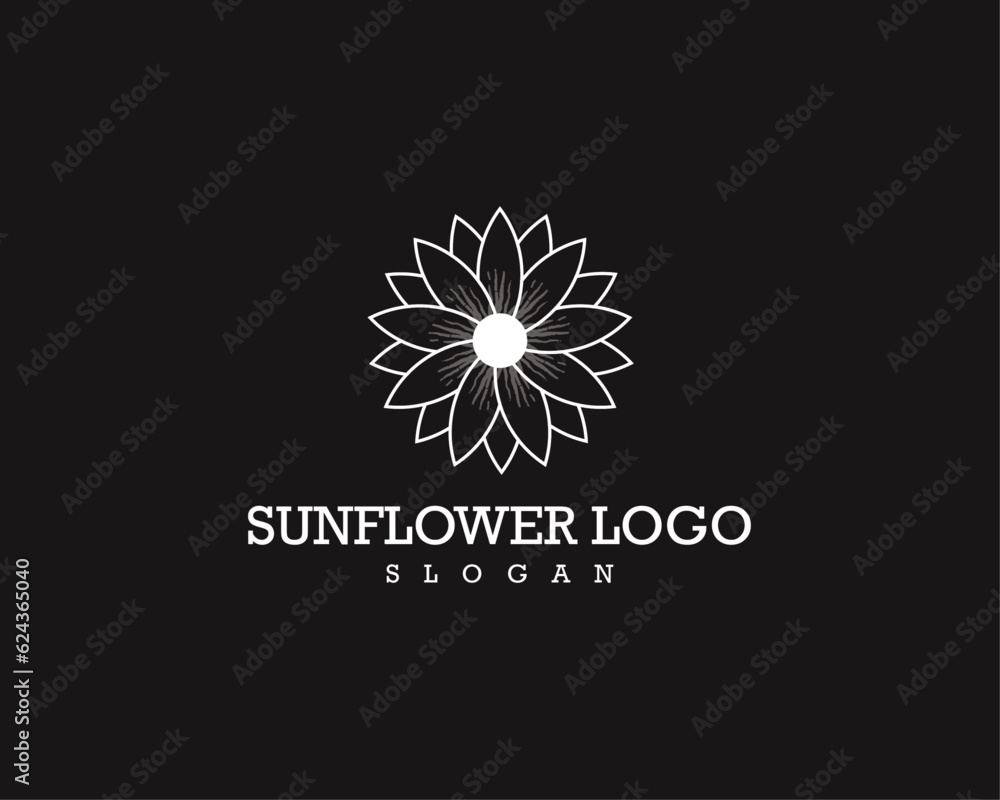 White Sunflower Logo for Community vector and editable White Sunflower Logo for Community vector and editable