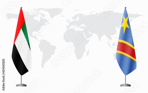 United Arab Emirates and Congo Kinshasa flags for official meeting