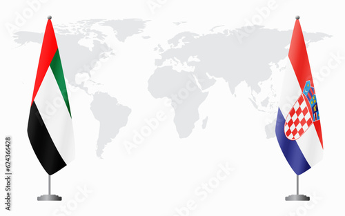 United Arab Emirates and Croatia flags for official meeting