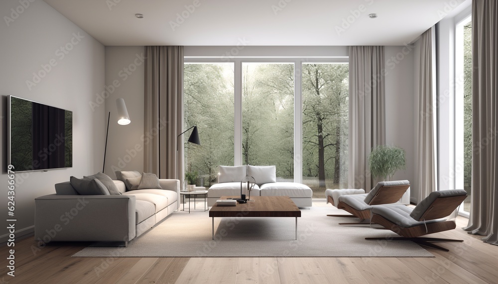 Modern living room, generative AI Modern living room, generative AI