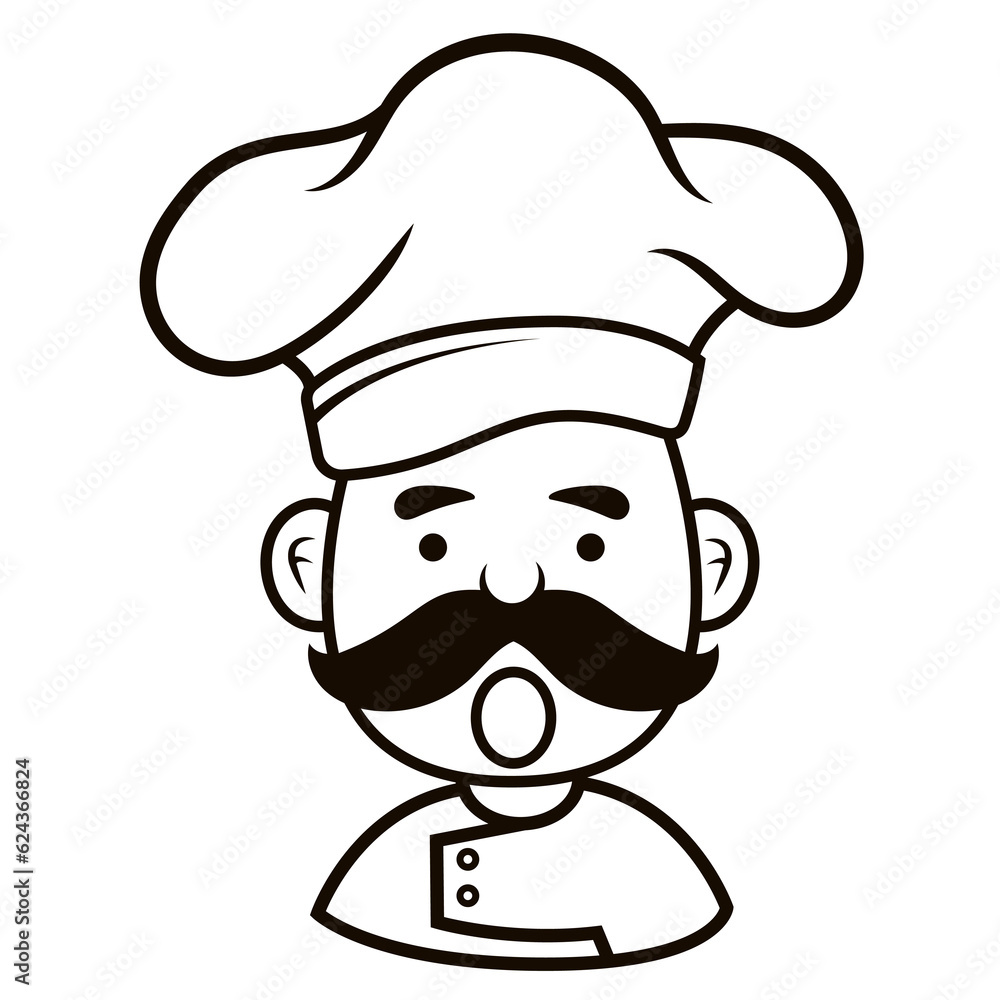 Chef in a cooking hat Simple Line Art Symbol vector outline logo. Kitchen simple black icon. Portraits of employees in line art. Linear flat vector collection isolated on white background. Chef in a cooking hat Simple Line Art Symbol vector outline logo. Kitchen simple black icon. Portraits of employees in line art. Linear flat vector collection isolated on white background.