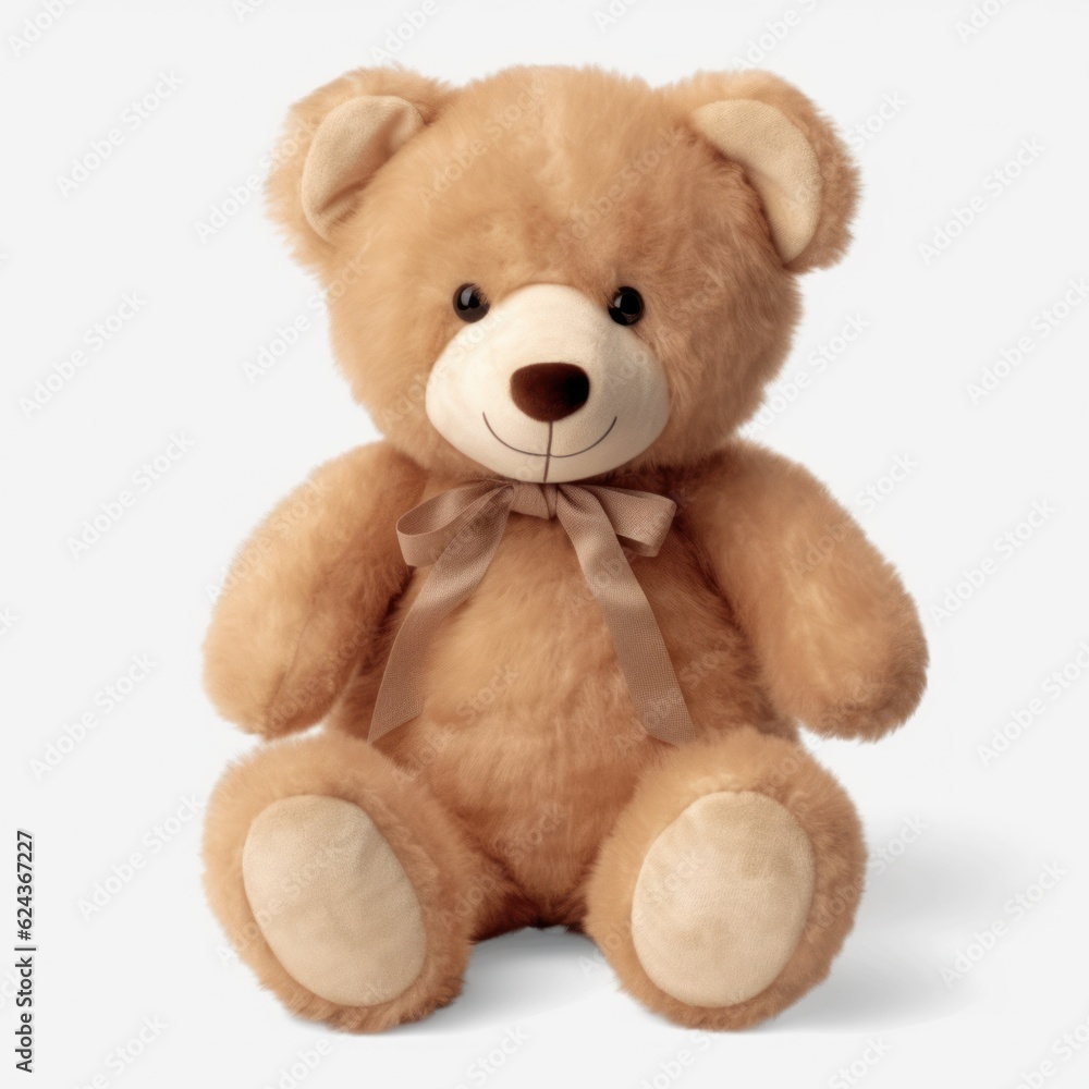 Fototapeta premium Childish bear toy isolated. Illustration AI Generative