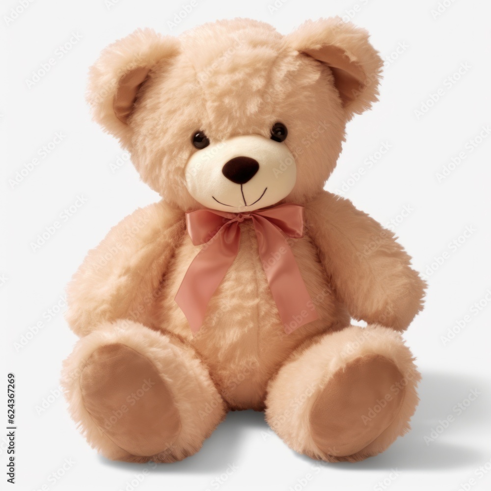 Fototapeta premium Childish bear toy isolated. Illustration AI Generative