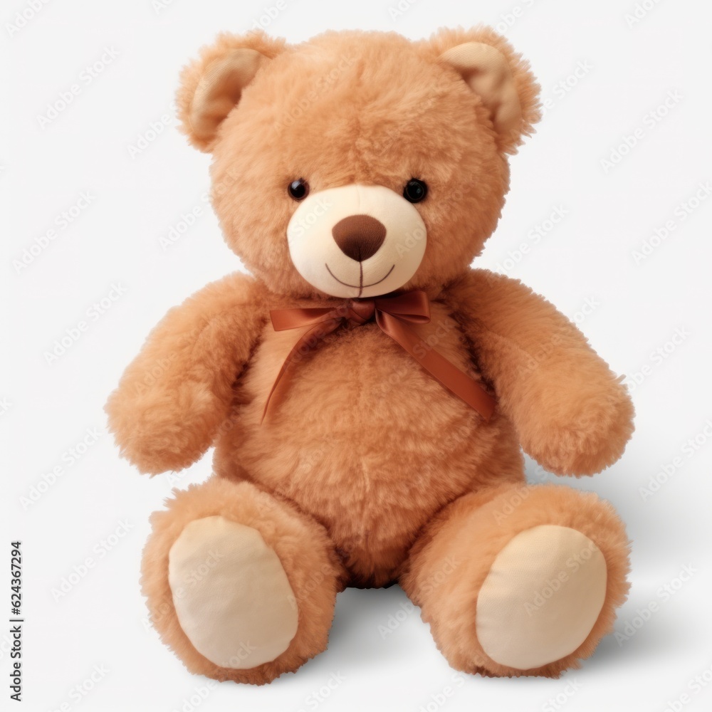 Fototapeta premium Childish bear toy isolated. Illustration AI Generative
