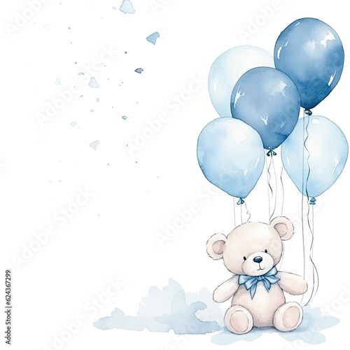 Watercolor baby shower background. Illustration AI Generative.