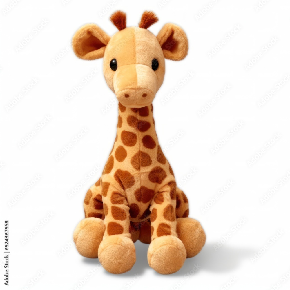 Childish giraffe toy isolated. Illustration AI Generative. Childish giraffe toy isolated. Illustration AI Generative.