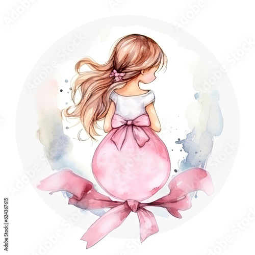 Watercolor baby shower background. Illustration AI Generative.